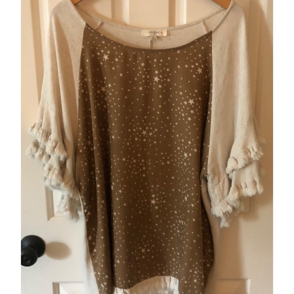 **SOLD**Women's Plus Size Umgee + Blouse Ruffle Sleeve Star Print Top 2XL - Picture 3 of 9